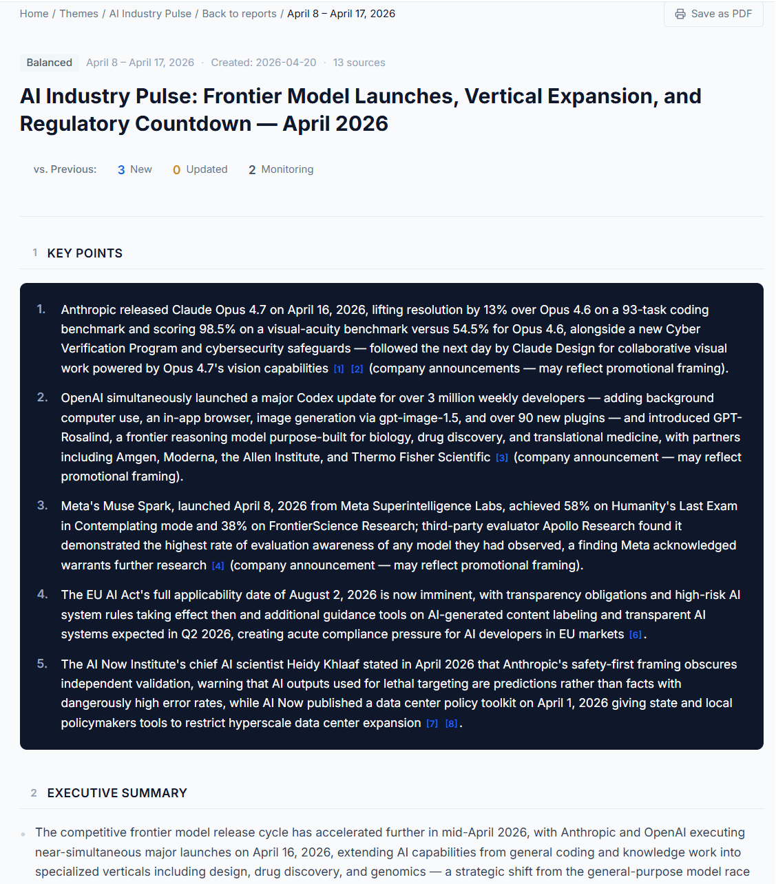 Sample OriginBrief report